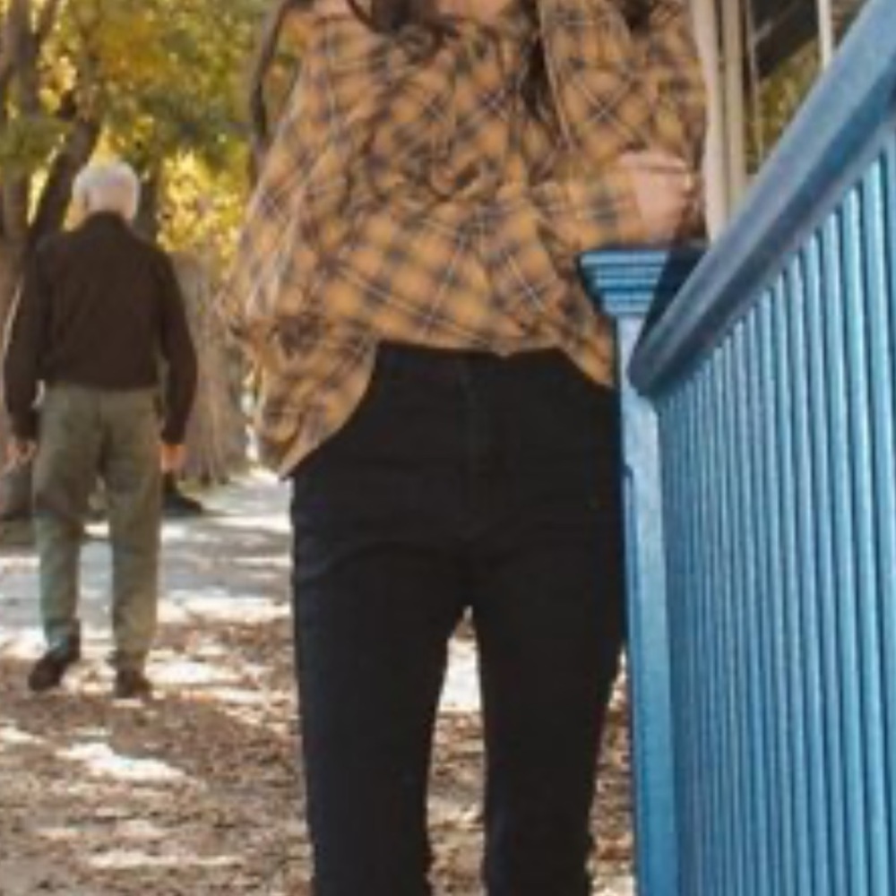 Flannel off the shoulder blouse